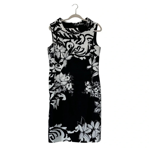 Rickie Freeman for Teri Jon Dresses & Skirts - Rickie Freeman for Teri Jon Black White Cowl Neck Floral Above the Knee Dress 12